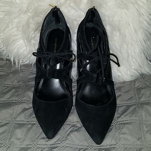 Saks black suede pump